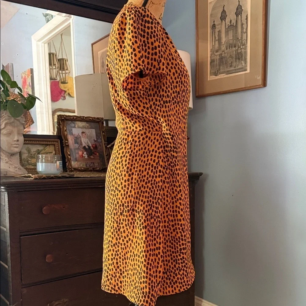 J.Crew Orange and Navy Cheetah Print Wrap Dress
